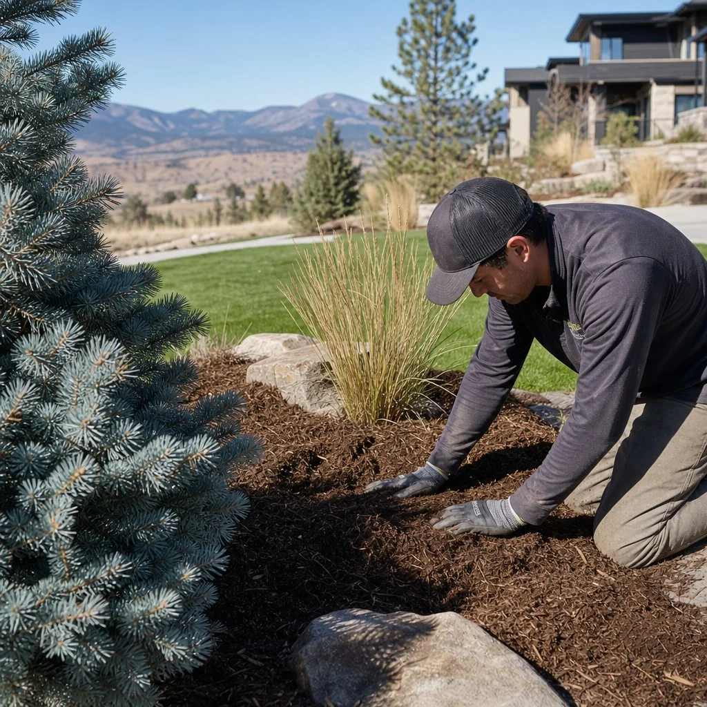 Seasonal planting bed cleanup and mulching in Denver, Colorado