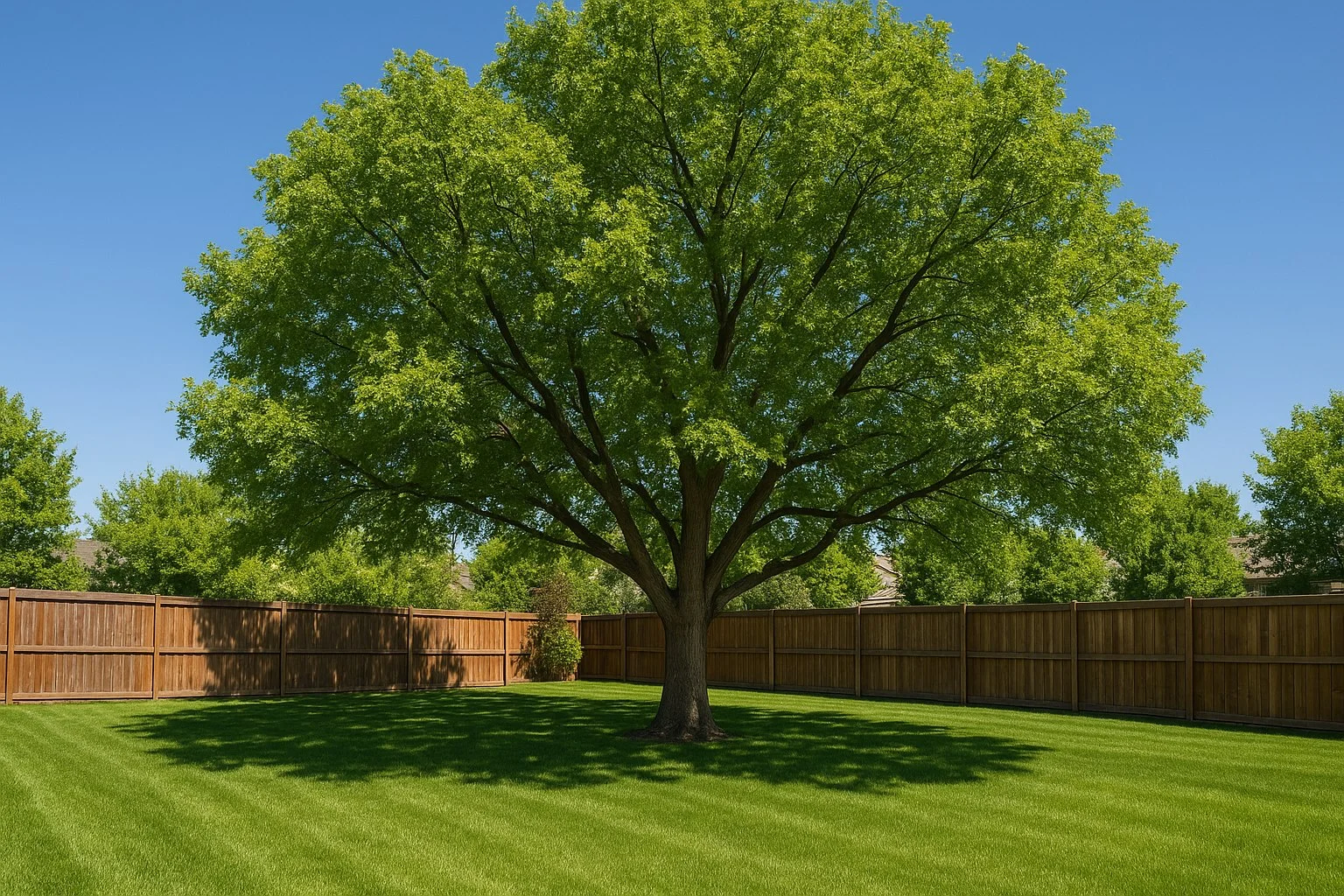 Shade-tree bluegrass lawn at a Castle Rock, Colorado home