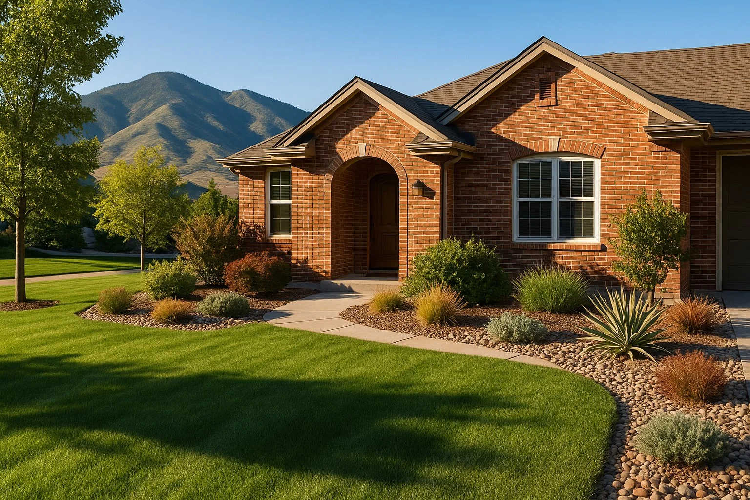 Front-yard landscaping at an Aurora, Colorado home