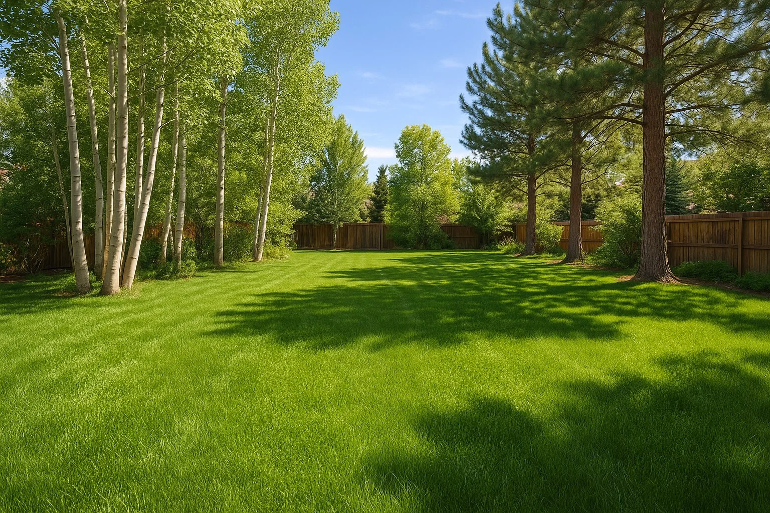 Healthy cool-season lawn at an Aurora, Arapahoe County home