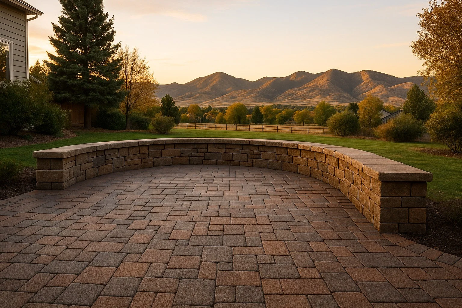 Paver patio at an Aurora property