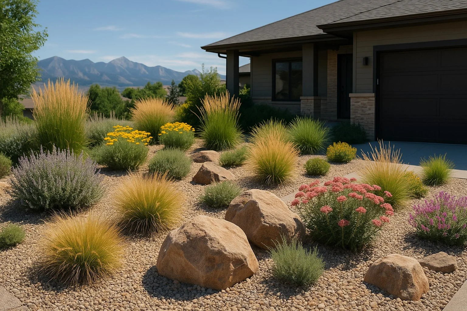 Water-wise xeriscape in a Highlands Ranch community