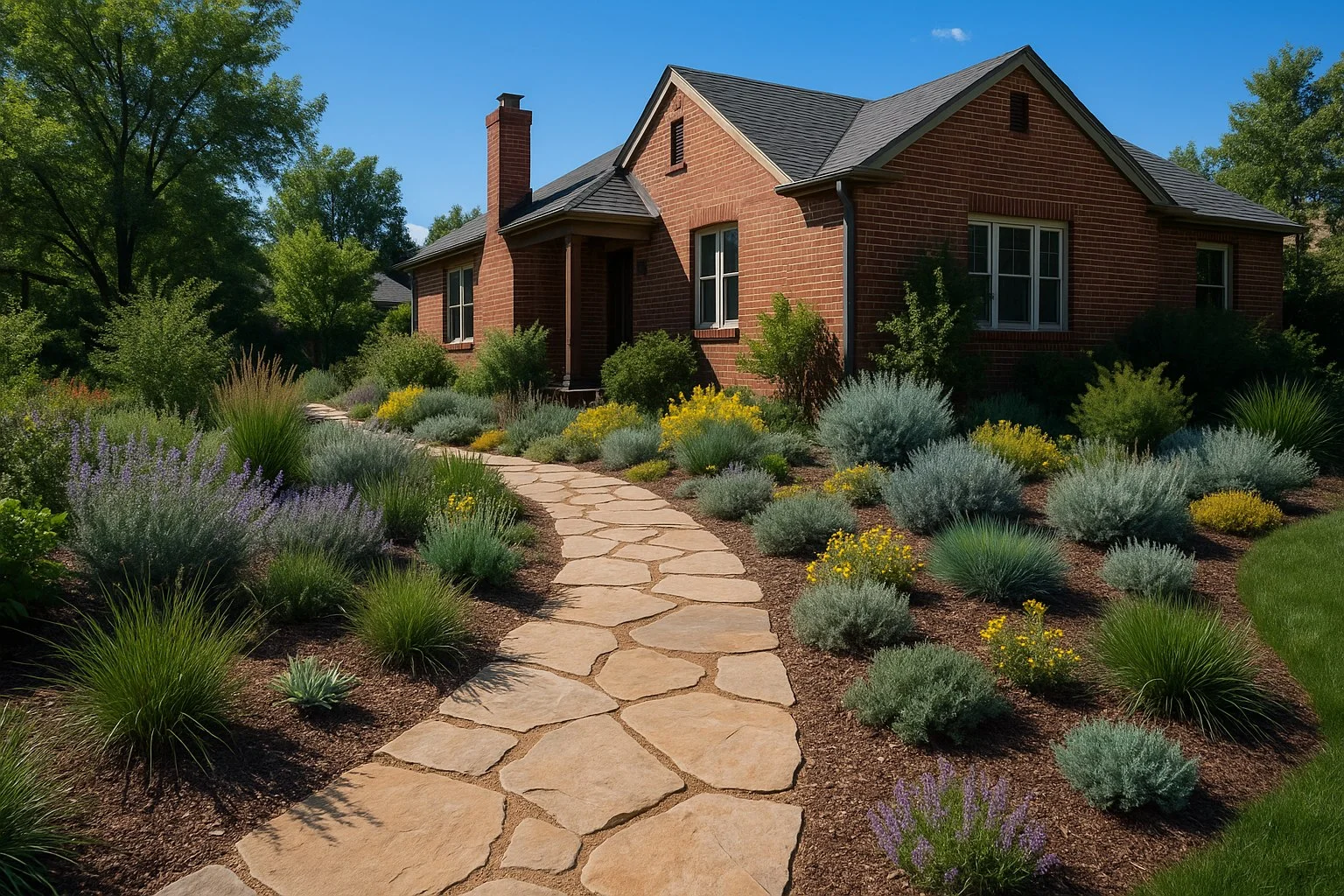 Landscaped walkway in Lakewood, Colorado